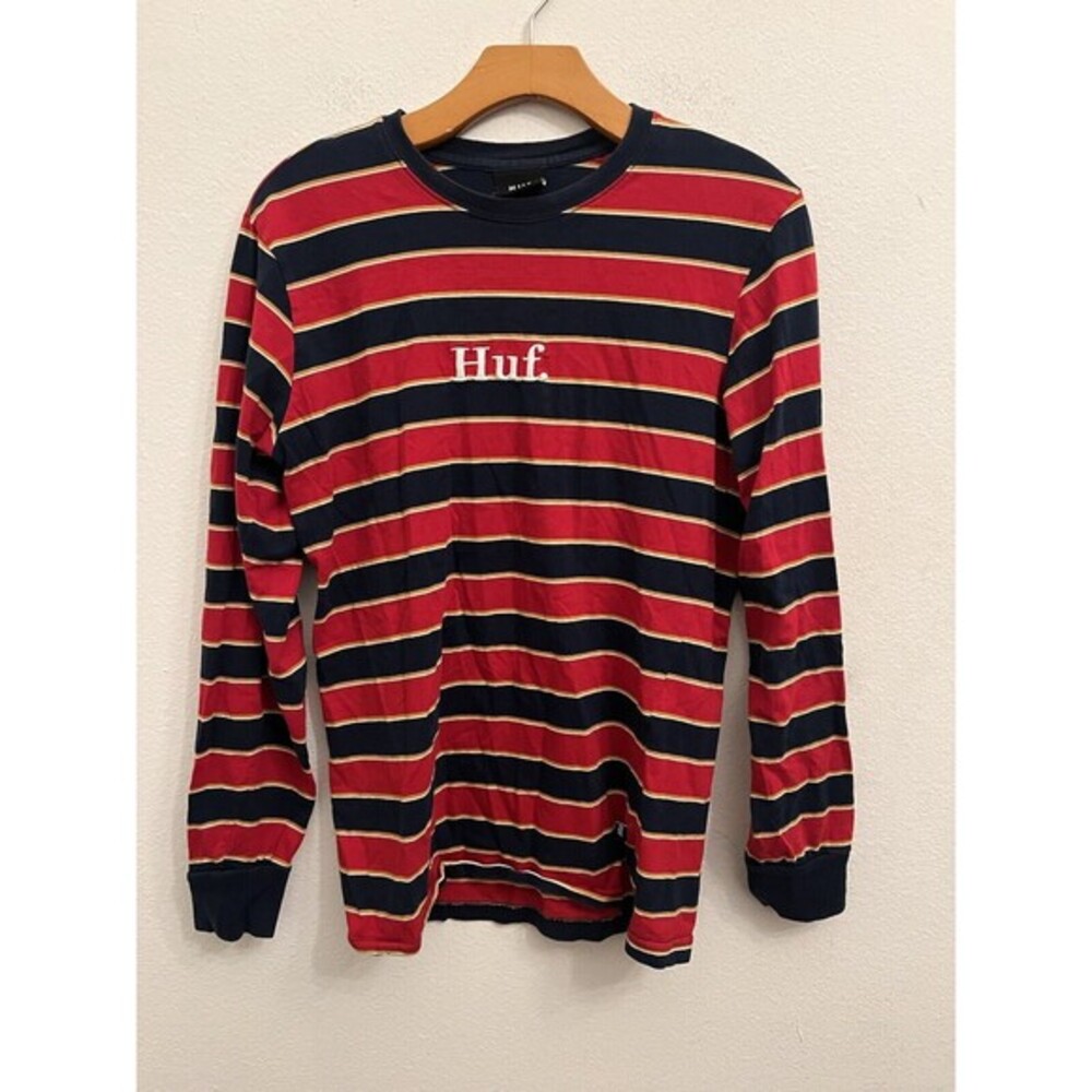 HUF RED STRIPED LONG SLEEVE SWEATER SIZE SMALL (L12)